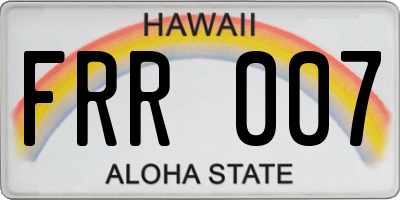 HI license plate FRR007