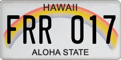 HI license plate FRR017