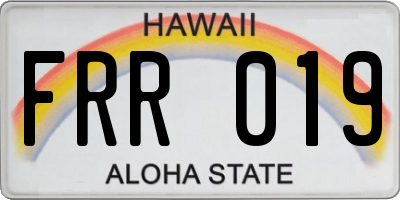 HI license plate FRR019