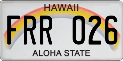 HI license plate FRR026