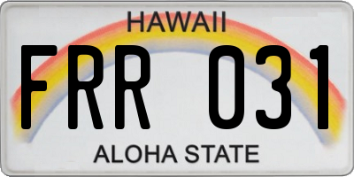 HI license plate FRR031
