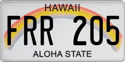 HI license plate FRR205