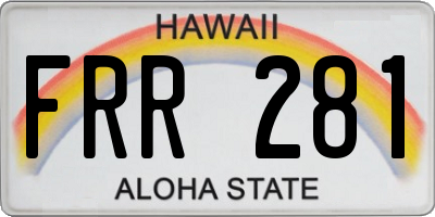HI license plate FRR281