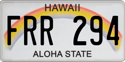 HI license plate FRR294