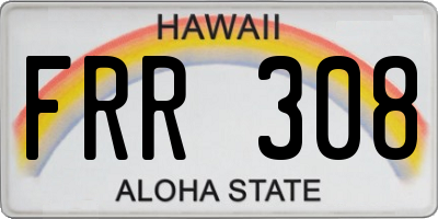 HI license plate FRR308