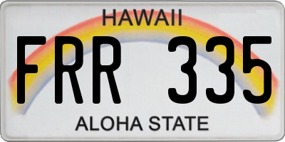 HI license plate FRR335