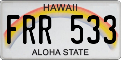 HI license plate FRR533