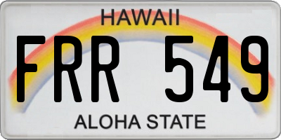 HI license plate FRR549