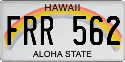 HI license plate FRR562