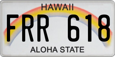 HI license plate FRR618