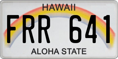 HI license plate FRR641