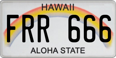HI license plate FRR666