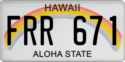 HI license plate FRR671