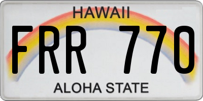 HI license plate FRR770