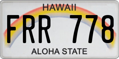 HI license plate FRR778