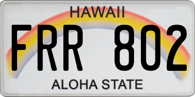 HI license plate FRR802