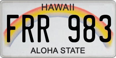 HI license plate FRR983