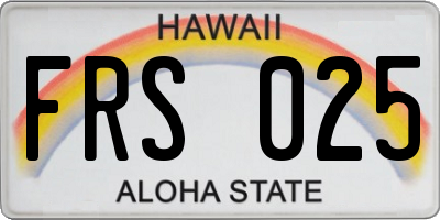 HI license plate FRS025