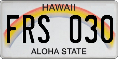 HI license plate FRS030