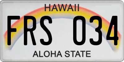 HI license plate FRS034