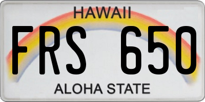 HI license plate FRS650