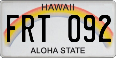HI license plate FRT092
