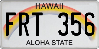 HI license plate FRT356