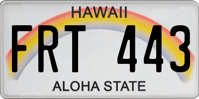 HI license plate FRT443