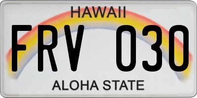 HI license plate FRV030