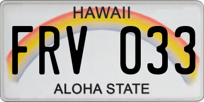 HI license plate FRV033