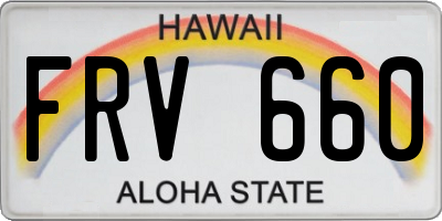 HI license plate FRV660