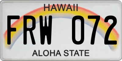 HI license plate FRW072