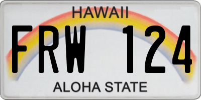 HI license plate FRW124