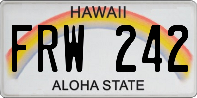 HI license plate FRW242
