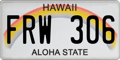HI license plate FRW306