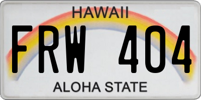 HI license plate FRW404