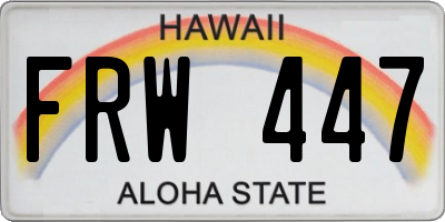 HI license plate FRW447