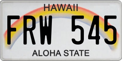 HI license plate FRW545