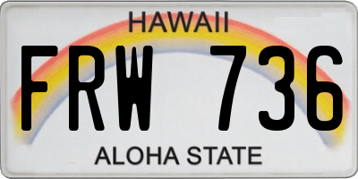 HI license plate FRW736
