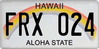 HI license plate FRX024