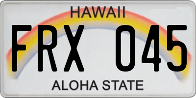 HI license plate FRX045
