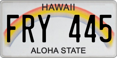HI license plate FRY445