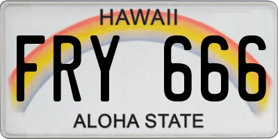 HI license plate FRY666