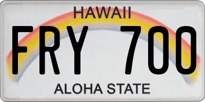 HI license plate FRY700