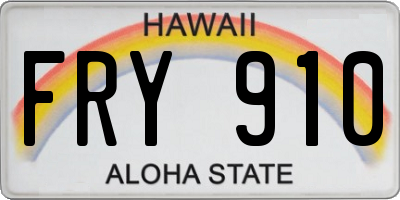 HI license plate FRY910