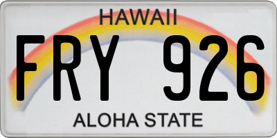 HI license plate FRY926