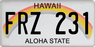 HI license plate FRZ231