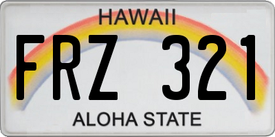 HI license plate FRZ321