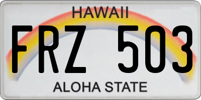 HI license plate FRZ503