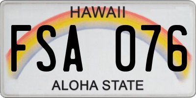 HI license plate FSA076